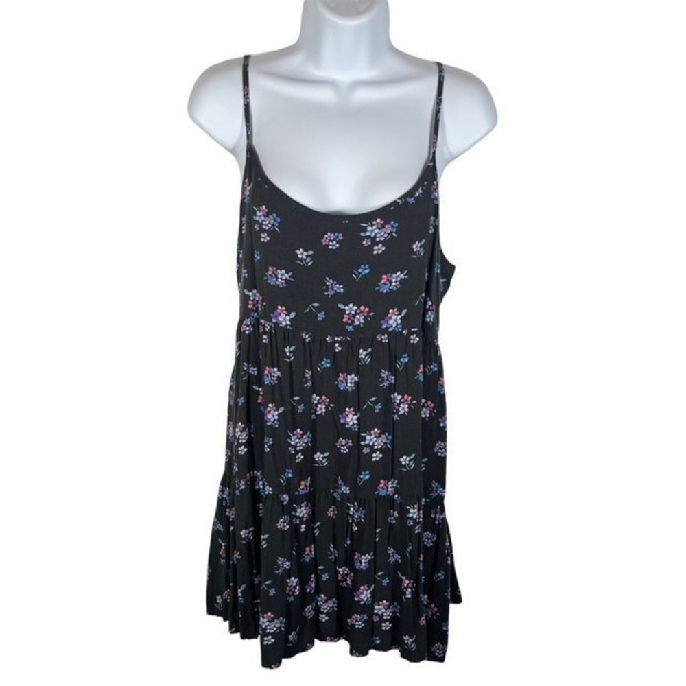 American Eagle Outfitters Womens Sz M Black Floral Sundress Open Back -1759